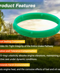2 Pack Silicone O Ring Seal For Small Engine Intake Manifold Replaces 594209 Green flexible silicone O-ring, product feature view