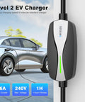 Portable Level 1 And Level 2 EV Charger With J1772 Home Connector Delivers No Sweat 16 Amp 240 Volt Power For Fast Charging and Road Trip Ready Adventures