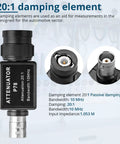 Automotive Oscilloscope Probe Kit With 20 To 1 Attenuator showcasing damping element features and BNC connector details.
