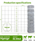 Built Tough Galvanized Woven Wire Fence Panel For Livestock 4 Ft By 328 Ft 14 Gauge Wire With 12 Gauge Border Mesh From 8 In To 3.5 In Ideal For Goat Sheep Hog Deer Horse Yard Garden Field Farm Ranch