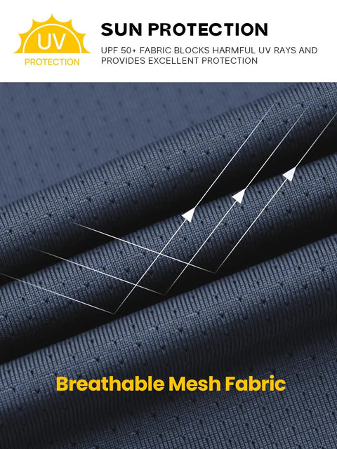 Close-up of breathable mesh fabric from Mens Sun Protection Hoodie Shirt With UPF 50 Plus Long Sleeve Rash Guard For Fishing Swimming And Running Lightweight Breathable Moisture Wicking UV SPF Cool Gray showcasing UV protection feature.