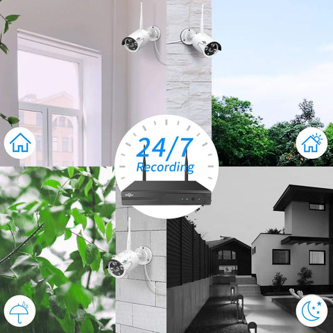 10 Channel Full HD Security NVR System With Built In WiFi Router No HDD Included Keeps It Easy Running 10 Cameras Up To 6TB HDD Works With Wireless Cameras For Home Office Surveillance And Real Time Remote Viewing in various environments