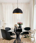 Vintage Industrial Dome Pendant Light With Black And Gold Finish Dope Warm Amber Glow For Kitchen Island