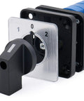 Built Tough Rotary Changeover Switch 63A 3-Position 1-0-2 Circuit With Center Off 12-Terminal Cam Selector, front view image