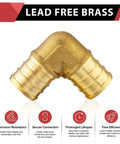 10 Pack 1 Inch PEX Elbow Fittings Brass Barb Crimp For PEX Tubing Lead Free DZR Brass Hot Forged ASTM F1807