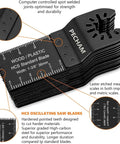 PECHAM 24-piece universal oscillating multitool blades stack, black steel with imperial/metric ruler markings.