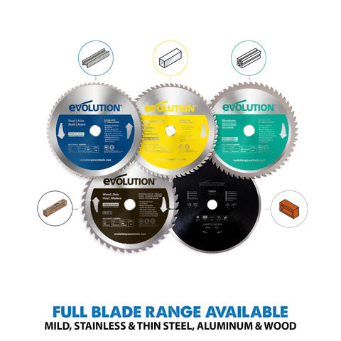 Assorted saw blades featuring 10 Inch TCT Saw Blade For Mild Steel And Ferrous Metal, 52 Teeth, 1 Inch Arbor, Pro Grade Table Saw Blade, 10BLADEST.