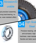 Hella Durable 4 Pack Heavy Duty Swivel Wheels Featuring Pneumatic Rubber Casters and Secure Lock Brakes close-up of rubber tire and precision bearing.