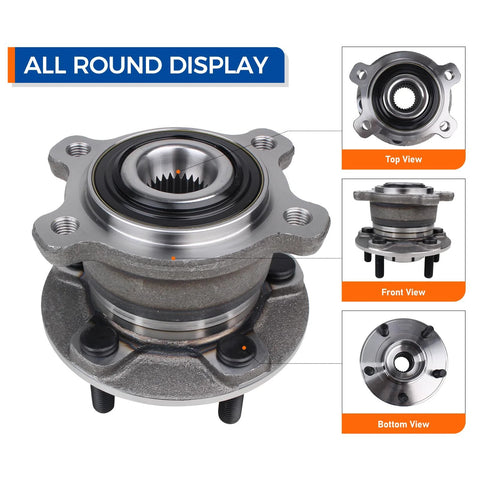 AWD Rear Wheel Hub Bearing Assembly Set For 2013 2018 Ford Escape And 2015 2019 Lincoln MKC Pair Sealed Bearings, front and top view