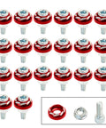 20 Pack M6 Hex Cap Screws And Nuts Assortment Set With Red Aluminum Decorative Washers for secure motorcycle and car license plates.