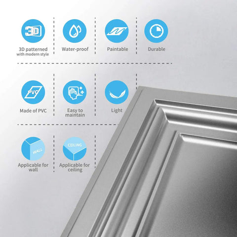 PVC Ceiling Tiles 2x2 White 12 Pack For Drop Ceiling Grids Or Flat Substrates, Lightweight Flexible Plastic Sheets That Will Not Crack, Water And Corrosion Resistant, Safe Recyclable DIY Ceiling Upgrade