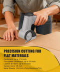 User demonstrating Selumie 2026 New Cordless Electric Scissors, 4V Rechargeable Cardboard Cutter on cardboard.