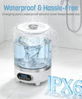 Grab And Go Portable 3 Liter Mini Washer Cordless with rapid spin basket, waterproof charging cover, and clear water tank.