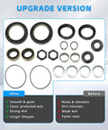 Beefed Up Axle Seal Kit With Outer Dust Seal Inner Tube Seal Needle Bearing Snap Ring And Thrust Washer For Ford Super Duty Excursion 1998-2004 Dana 50 60 Front Axle Replacement Direct Fit OE Style, showcasing components and benefits visualization.
