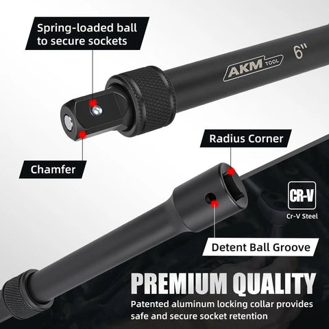 Detail of 6-inch extension bar from 20 Piece Locking Impact Socket Extension Set With Three Inch Six Inch Nine Inch Extension Bars