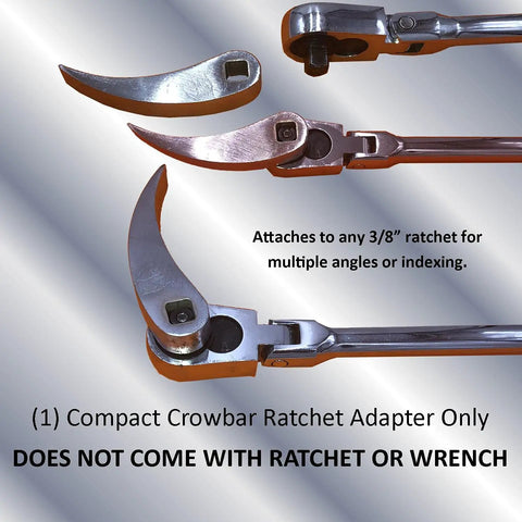 Ratcheting Crowbar Adapter Head Ultra Compact Adjustable Pry Bar Chrome Vanadium Heat Treated with 3/8 inch drive