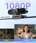 Fresh 1080P Full HD Webcam For Pc With Built In Mic And Privacy Slide Cover Slick Auto Focus Desktop Plug Play Camera positioned on a monitor