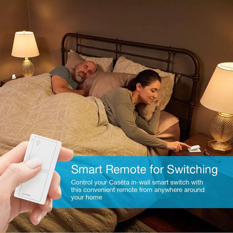 Pico Wireless Remote For Caseta Smart Switch Two Button Handheld On Off Control Works On Tabletop Or Wall Mount Use To Control Multiple Lights From Anywhere In Your Home Light Almond
