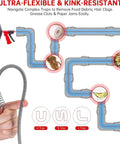 Flexible Drain Snake Hair Clog Remover Comes Decked Out With A Drill Adapter To Blast Nasty Sink Tub And Shower Blockages Dead Fast So Your Lines Glide Smooth Without Any Chemical Fuss, showcasing flexible design navigating plumbing.