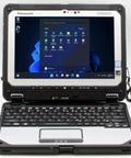 Heavy Hitter 2 In 1 Rugged Laptop With Touchscreen Backlit Keyboard Dual HDMI Ports And Snazzy USB Connectivity Rock Solid Build For Daily Grind And Zero Hassle Operations Renewed with open display and keyboard.