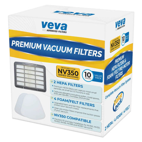 Advanced NV350 Air Purifier Filter Replacements Six Pack Premium Activated Carbon Pre Filters Compatible With Shark NV358, Honeywell HPA200, And 853460008013 Vacuum Models packaging