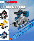 Pro Grade Circular Saw Milling Clamp And Base Guide For 4 To 6 Inch Cutting with adjustable blue guide for precise cuts.