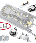 Upgrade Dryer Heating Element Kit WP3387747 3387747 W11344457 components showing spiral coil, thermostat, and wires