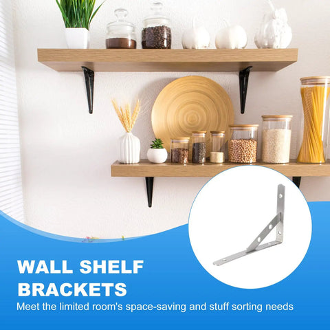 Heavy Duty Stainless Steel Wall Shelf Brackets Two Pack 12 Inch Removable Mount Max Load 220 Lb Space Saving Shelf Support Includes Screws And Anchors Silver