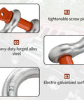 Heavy Duty Five Eighth Inch D Ring Shackles Three Point Two Five Ton Working Load Limit Clevis Shackle With Three Quarter Inch Alloy Screw Pin Two Pack For Off Road Jeep Trailer Towing Orange