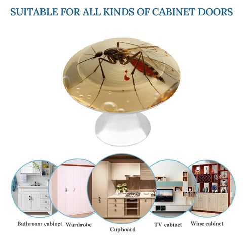 Amber Mosquito Fossil Cabinet Knobs Round Metal Drawer Pulls For Kitchen Cupboards Dresser Closet And Bathroom Modern Hardware