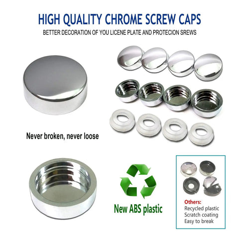 Anti Theft License Plate Screws Kit For Cars Tag Frame Holders Stainless Steel Mounting Hardware Tamper Resistant Security Screw Set 1 Quarter Inch M6 Rust Proof Chrome Caps ZXFOOG