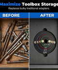 Ultra-Low Profile Impact Socket Adapter Set With 4 Pieces Magnetic Ratchet Tools For Tight Spaces And Stubby Socket Conversion From 14 To 34 Drive Sizes Making Your Repair Job A Total Win With Precision Engineering, drawer before and after tool storage