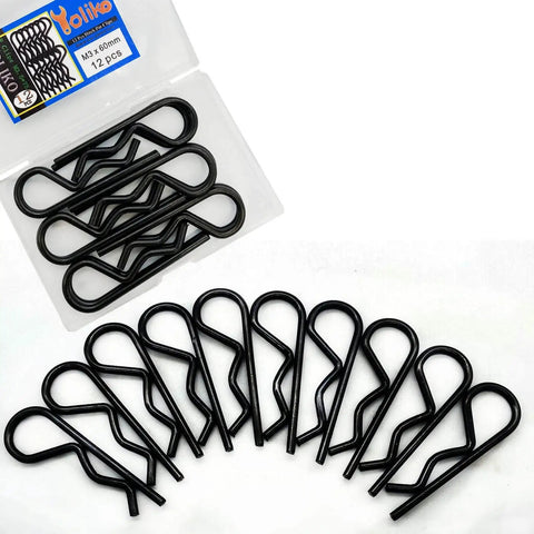 Heavy Duty 12 Pack R Clips For Trailers Trucks Carts And Mowers 60mm Long 3mm Wire Diameter Zinc Black Finish 4.8 Carbon Steel Retaining Pins