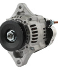 Heavy Duty 12 Volt Alternator Delivering 35 Amps With Internal Voltage Control For Lamborghini Tractor 6R Dt 2.5L 1973 To 1982 side view with black v drive sheave.