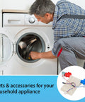 Man repairing washing machine with Washer Water Inlet Valve Replacement For Whirlpool Amana Crosley Maytag Inglis