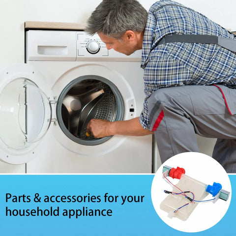 Man repairing washing machine with Washer Water Inlet Valve Replacement For Whirlpool Amana Crosley Maytag Inglis