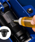Applying oil to a jack with 30 Pack Bottle Jack Rubber Plugs For 5 16 Inch Hole Flat Head Hydraulic Oil Filler Bung.