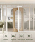 36x80 Inch Pocket Door Frame Hardware Kit With Two Way Soft Close For 2x4 Stud Walls Sliding Hardware For 24 To 36 Inch Wide Doors shown installed in a kitchen.