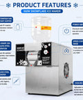 Commercial Snow Cone Machine Heavy Duty Stainless Steel Ice Shaver features high-temperature hopper and 360W power for quick ice making.