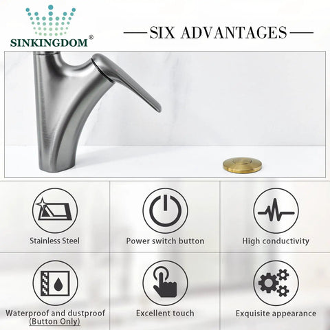 Garbage Disposal Sink Top Air Switch Kit With Champagne Gold Brass Button Stainless Steel Button Option Durable Finish