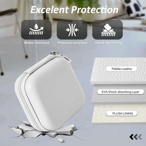 Portable Charger Case And Tech Pouch Travel Organizer Clutch Cable Bag In Clean White showing water-resistant protective features.