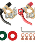 Four Way Battery Terminal Connectors Set With Pure Brass Post Clips 1 Pair Quick Release Car Marine Main Cable Terminals