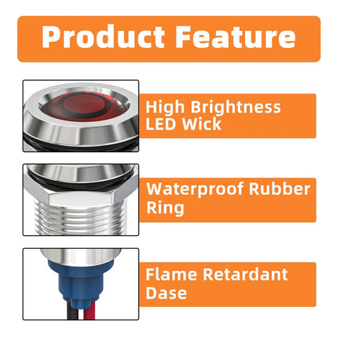 Product features of Low Power Red LED Indicator Light for Panel Mount Energy Saving 12V 24V 110V AC and DC 20mA