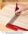 Heavy Steel 6 Inch Precision Woodworking Square With Built In Scribing Notches For Dead On Layouts No Sweat Marking And Fast Calibrations Every Handyman Trusts used to mark wood with accuracy.