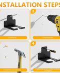 Illustrated installation steps for Garage Wall Mounted Storage Rack For Tools And Lawn Equipment Heavy Duty Tool Hanger