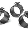 Three durable full ring vacuum hose holders, one and a half inch sliding dust hose cord clips for shop vac hoses, nylon material.
