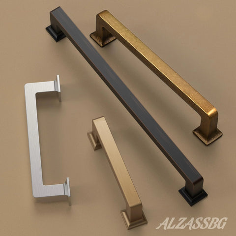 Oil Rubbed Bronze Cabinet Pulls 5 Inch 128mm Hole Centers Square Cabinet Handles Set Of 10 for cabinets, drawers, kitchen.