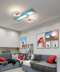 Airplane Themed Kids Ceiling Light 24.8 Inch LED Flush Mount for bedroom nursery and playroom, 34W 4000K daylight white lamp