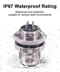 M12 4 Pin Male Aviation Panel Mount Connector IP67 Waterproof 12mm Back Mount Socket with nylon body and screw joint, splash-proof