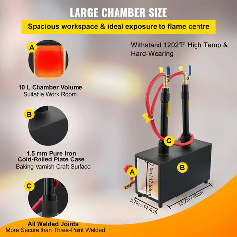 Farrier Forge Furnace With Dual Burners Large Capacity Portable Propane Knife Forge With Diagram Explaining Features